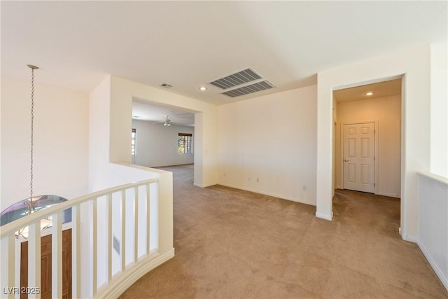853 Ashford Way, Henderson, NV 89015 - empty room featuring visible vents, recessed lighting, light colored carpet, and a ceiling fan