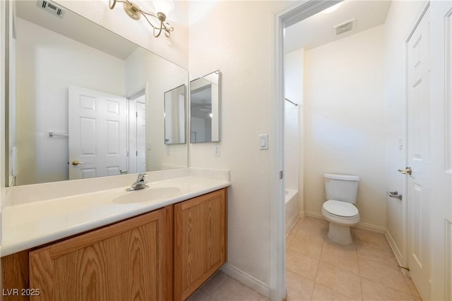 853 Ashford Way, Henderson, NV 89015 - bathroom featuring vanity, visible vents, baseboards, and toilet