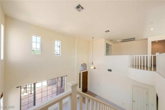 853 Ashford Way, Henderson, NV 89015 - hall featuring an upstairs landing, visible vents, and recessed lighting