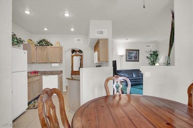 6480 Annie Oakley Dr Unit 511, Las Vegas, NV 89120 - dining space featuring recessed lighting, visible vents, and light tile patterned flooring