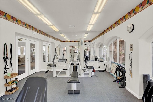 6480 Annie Oakley Dr Unit 511, Las Vegas, NV 89120 - workout area featuring french doors, baseboards, and visible vents