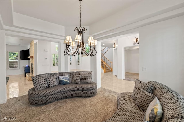 2285 Villefort Ct, Las Vegas, NV 89117 - living area with a chandelier and stairway