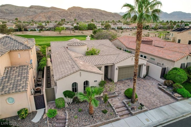 aerial view with a residential view and a mountain view
