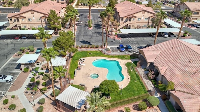 bird's eye view with a residential view