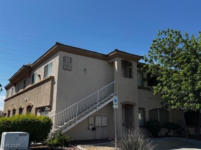 exterior space with stucco siding