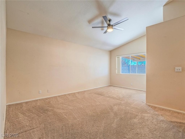 218 Pretty Sunset Ter, Henderson, NV 89015 - carpeted spare room with lofted ceiling, baseboards, and ceiling fan