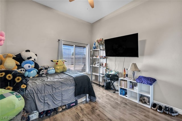 90 Ancient Hills Ln, Henderson, NV 89074 - bedroom featuring wood finished floors and a ceiling fan