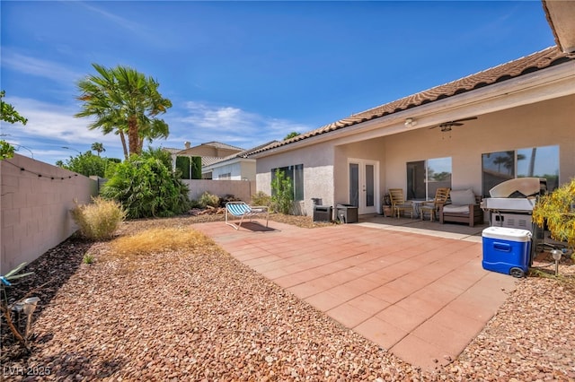 90 Ancient Hills Ln, Henderson, NV 89074 - view of patio / terrace featuring a fenced backyard and french doors