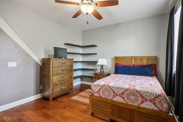 580 Via Di Parione Ct, Henderson, NV 89011 - bedroom with wood-type flooring, baseboards, and a ceiling fan