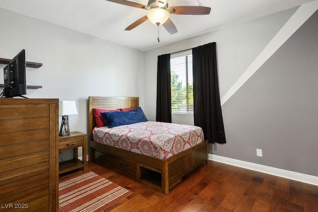 580 Via Di Parione Ct, Henderson, NV 89011 - bedroom with baseboards, a ceiling fan, and wood finished floors