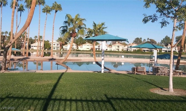 3151 Soaring Gulls Dr Unit 2035, Las Vegas, NV 89128 - view of pool featuring a lawn, a water view, a residential view, and a pool