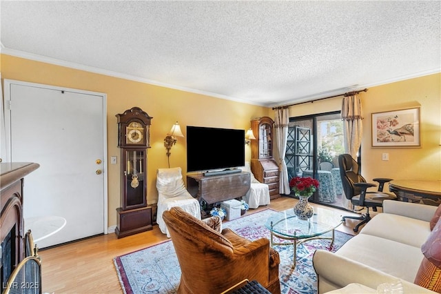 3151 Soaring Gulls Dr Unit 2035, Las Vegas, NV 89128 - living area featuring ornamental molding, light wood finished floors, and a textured ceiling