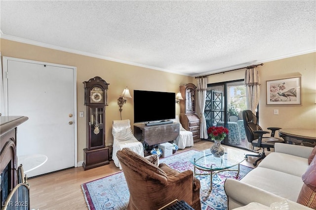 3151 Soaring Gulls Dr Unit 2035, Las Vegas, NV 89128 - living area with light wood-type flooring, ornamental molding, and a textured ceiling