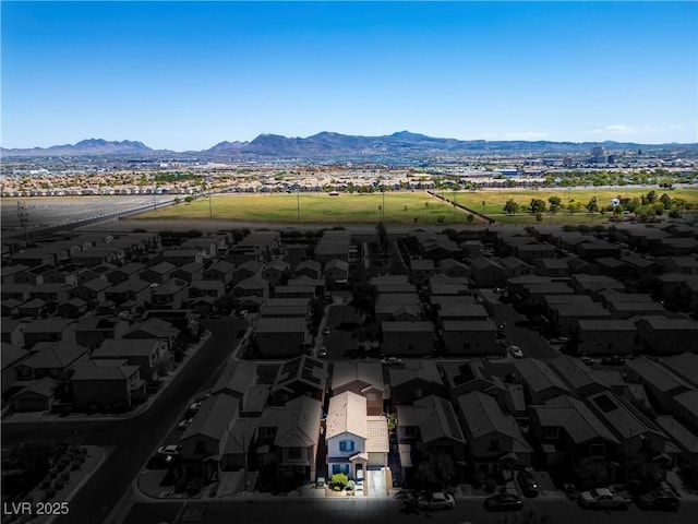 aerial view featuring a mountain view