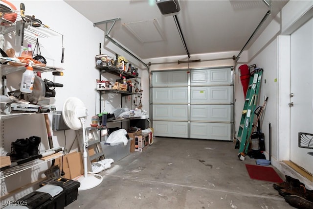garage with a garage door opener