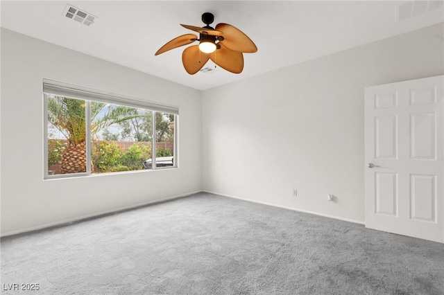 3528 Tack St, Las Vegas, NV 89122 - spare room featuring visible vents, baseboards, a ceiling fan, and carpet flooring