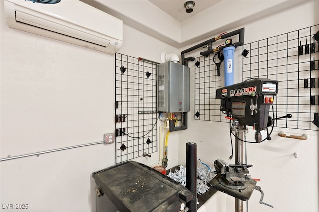 3528 Tack St, Las Vegas, NV 89122 - interior space featuring an AC wall unit and water heater