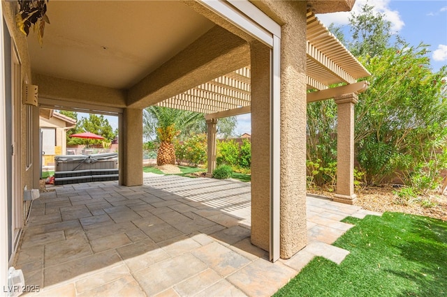 3528 Tack St, Las Vegas, NV 89122 - view of patio / terrace with a pergola and a hot tub