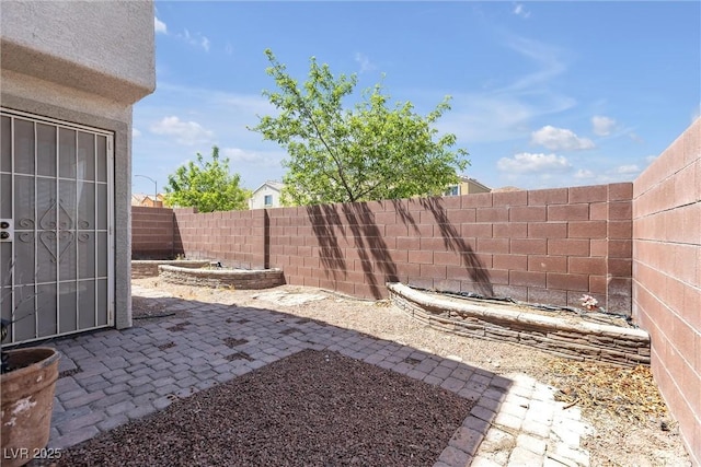 view of yard with a patio and a fenced backyard