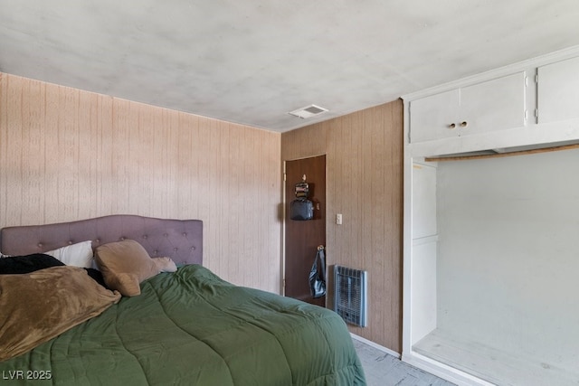 1643 E St, Las Vegas, NV 89106 - bedroom with heating unit and wooden walls