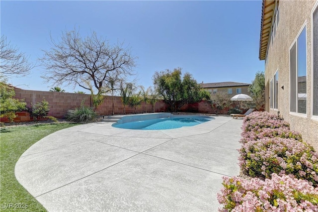 9992 Sky Parlor Rd, Las Vegas, NV 89178 - view of swimming pool featuring a patio, a fenced backyard, and a fenced in pool