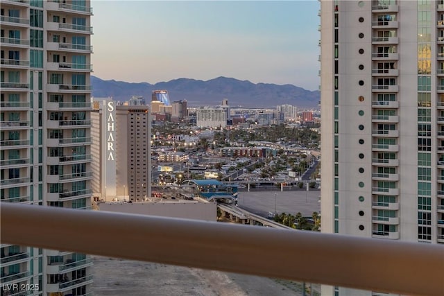 property's view of city with a mountain view