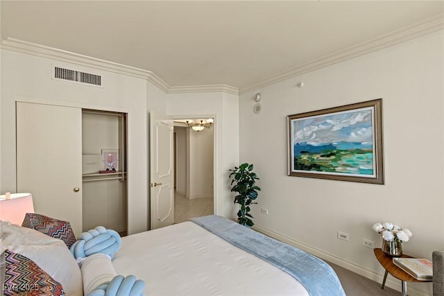 2877 Paradise Rd Unit 2502, Las Vegas, NV 89109 - bedroom featuring crown molding, baseboards, a closet, and carpet flooring