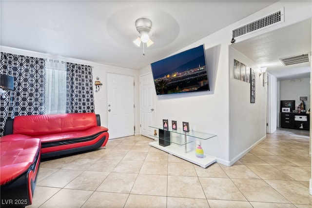 4630 Gabriel Dr, Las Vegas, NV 89121 - tiled living area with ceiling fan and visible vents