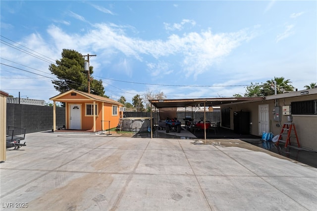 4630 Gabriel Dr, Las Vegas, NV 89121 - exterior space with a fenced backyard and an outdoor structure