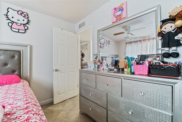 4630 Gabriel Dr, Las Vegas, NV 89121 - bedroom with tile patterned floors, baseboards, a ceiling fan, and visible vents