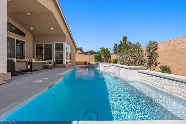 8440 Footpath St, Las Vegas, NV 89166 - view of swimming pool with a fenced backyard, outdoor lounge area, and a patio area