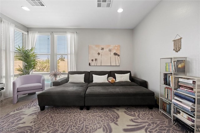 8440 Footpath St, Las Vegas, NV 89166 - living area featuring carpet and recessed lighting