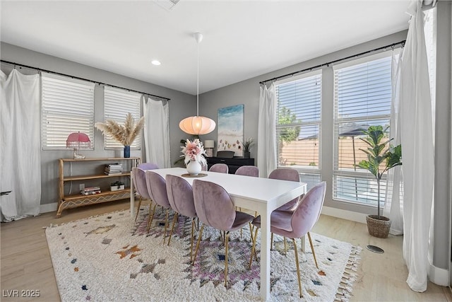 8440 Footpath St, Las Vegas, NV 89166 - dining room with baseboards, recessed lighting, and light wood-style floors