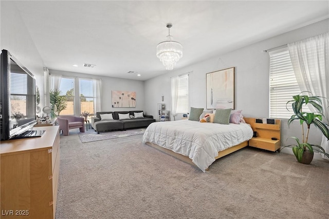 8440 Footpath St, Las Vegas, NV 89166 - bedroom featuring carpet floors and a chandelier