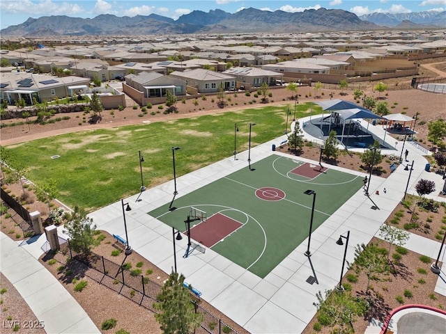8440 Footpath St, Las Vegas, NV 89166 - view of basketball court with a residential view, community basketball court, and a mountain view