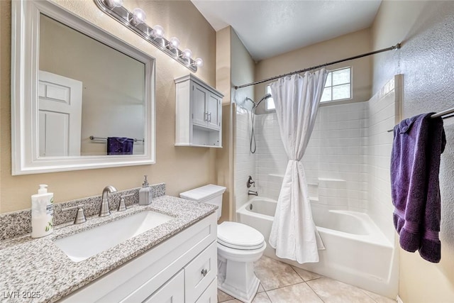 1862 Redwood Valley St, Henderson, NV 89052 - full bathroom featuring toilet, tile patterned floors, shower / bath combination with curtain, and vanity