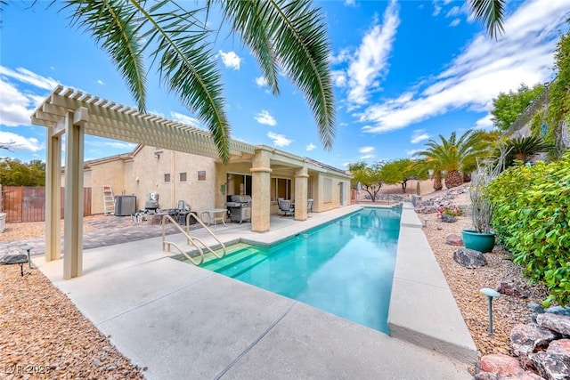 1862 Redwood Valley St, Henderson, NV 89052 - view of swimming pool featuring fence, central AC, area for grilling, a fenced in pool, and a patio area