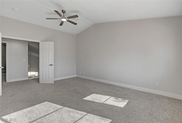 2212 Warm Walnut Dr, Las Vegas, NV 89134 - unfurnished bedroom featuring lofted ceiling, carpet, baseboards, and a ceiling fan
