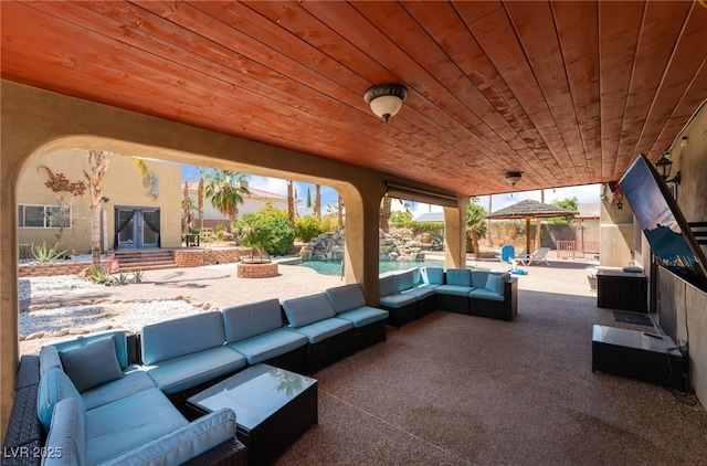 5312 Manuel Dr, Las Vegas, NV 89149 - view of patio / terrace featuring an outdoor living space and french doors
