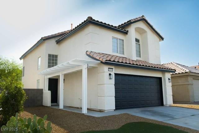 3686 Lincoln Rd, Las Vegas, NV 89115 - mediterranean / spanish-style house with stucco siding, a tile roof, and a garage