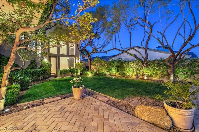 11573 Glowing Sunset Ln, Las Vegas, NV 89135 - yard at twilight featuring a yard and a patio