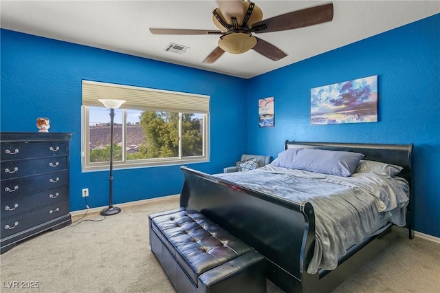 2244 Manosque Ln, Henderson, NV 89044 - bedroom with visible vents, baseboards, ceiling fan, and carpet floors