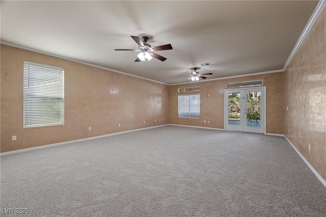 7460 Grassy Field Ct, Las Vegas, NV 89131 - carpeted empty room with ornamental molding, ceiling fan, and baseboards