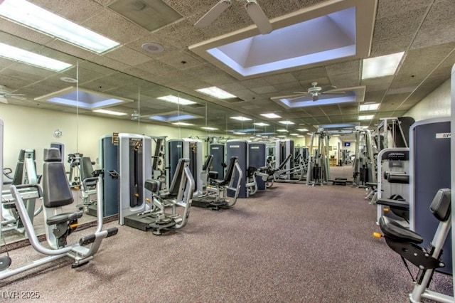 8513 Glenmount Dr, Las Vegas, NV 89134 - gym featuring ceiling fan and a drop ceiling