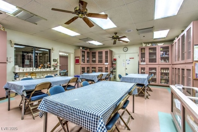 8513 Glenmount Dr, Las Vegas, NV 89134 - dining space featuring a drop ceiling and a ceiling fan