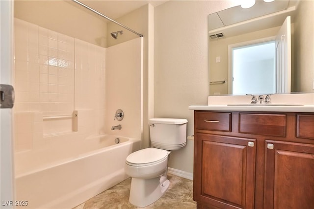 2229 Suffron Hills Ct, Henderson, NV 89044 - bathroom featuring visible vents, baseboards, toilet, shower / bathing tub combination, and vanity