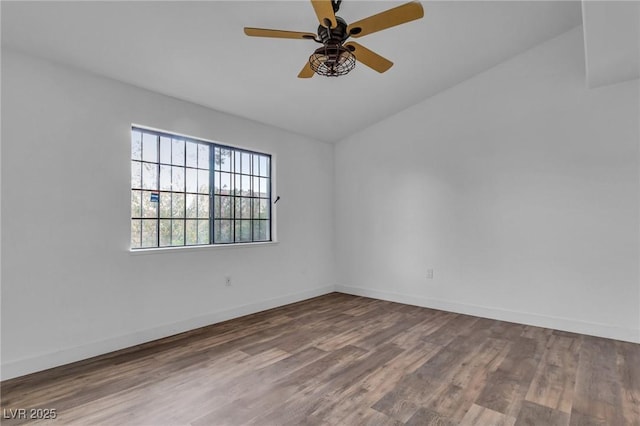 2851 S Valley View Blvd Unit 1098, Las Vegas, NV 89102 - unfurnished room featuring vaulted ceiling, wood finished floors, baseboards, and ceiling fan