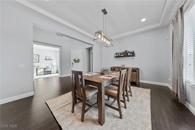 12665 Cooks Bay Ct, Las Vegas, NV 89141 - dining area with a chandelier, recessed lighting, baseboards, and wood finished floors