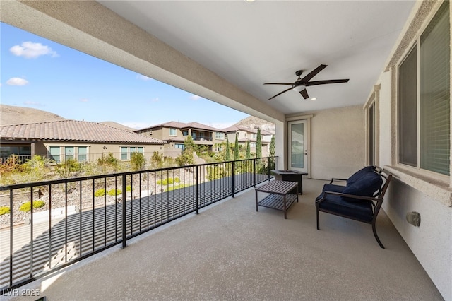 12665 Cooks Bay Ct, Las Vegas, NV 89141 - balcony featuring a ceiling fan and a residential view