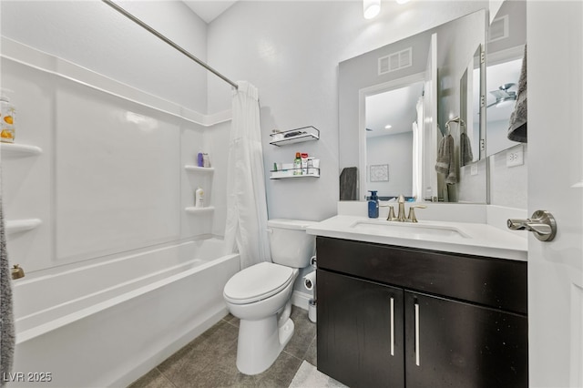 12665 Cooks Bay Ct, Las Vegas, NV 89141 - full bathroom with shower / bath combo, vanity, visible vents, and toilet